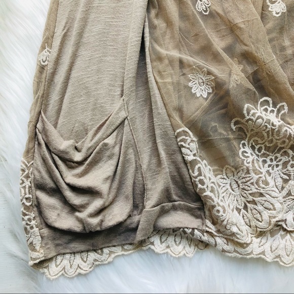 Saga Viscose Spandex Blend Open Front Hippie Boho Lace Cardigan with Pockets, M - Picture 3 of 15